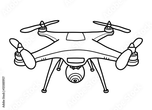 Camera Drone Doodle, a hand drawn vector doodle illustration of a camera  drone. Stock Vector | Adobe Stock