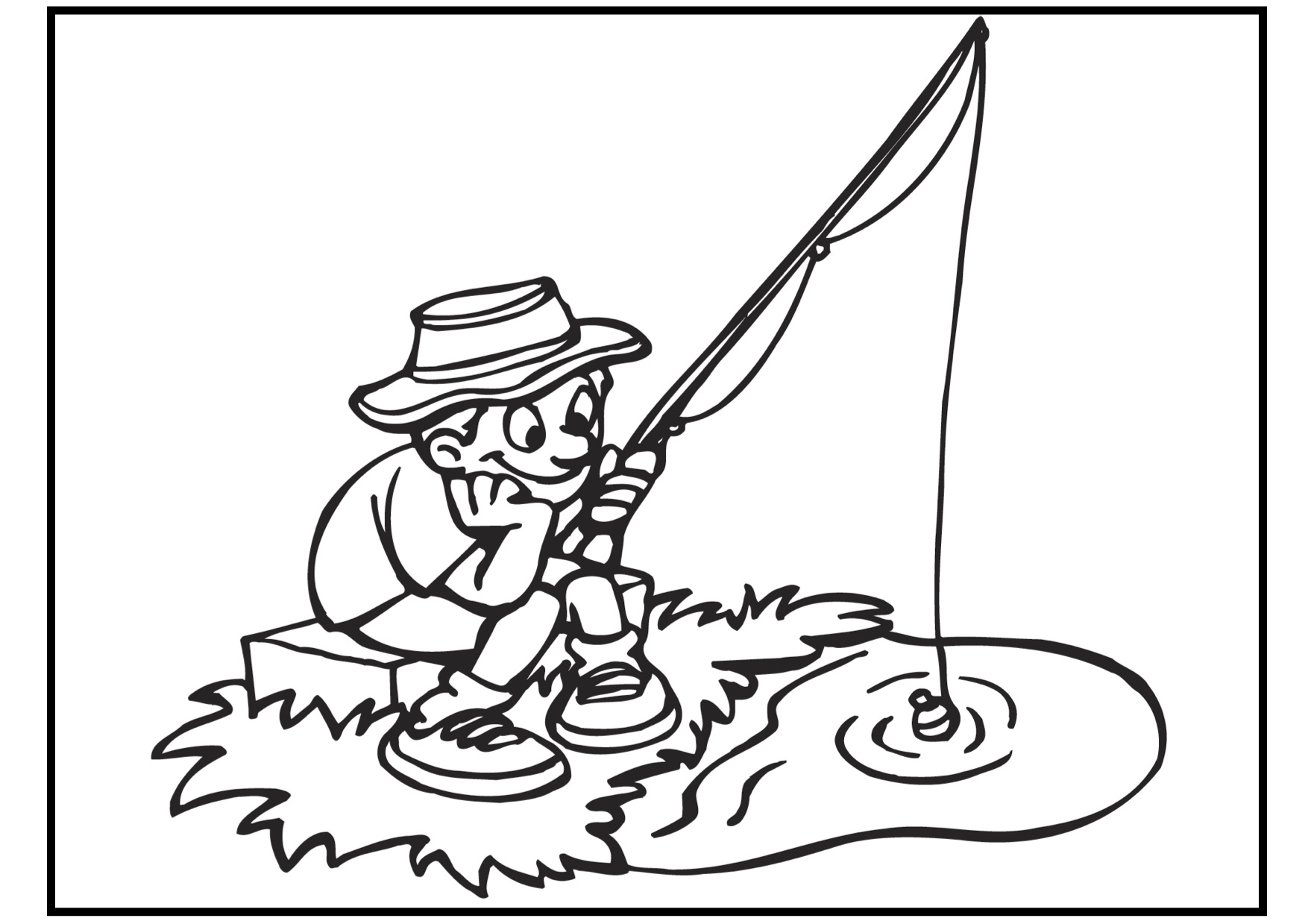 Patient Fisherman Coloring Page - Free Printable Coloring Pages for Kids