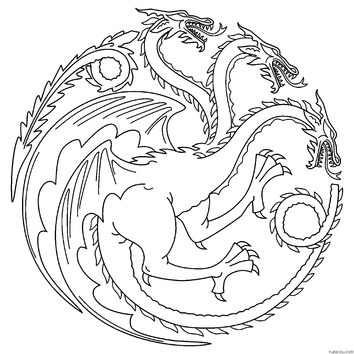 Three Headed Long Tailed Dragon Coloring Page » Turkau