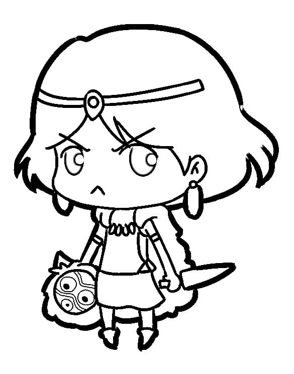 Chibi Princess Mononoke Coloring Page - Anime Coloring Pages