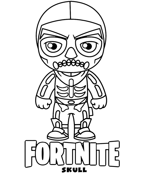 High-quality coloring page Skull skin Battle Royale Fortnite