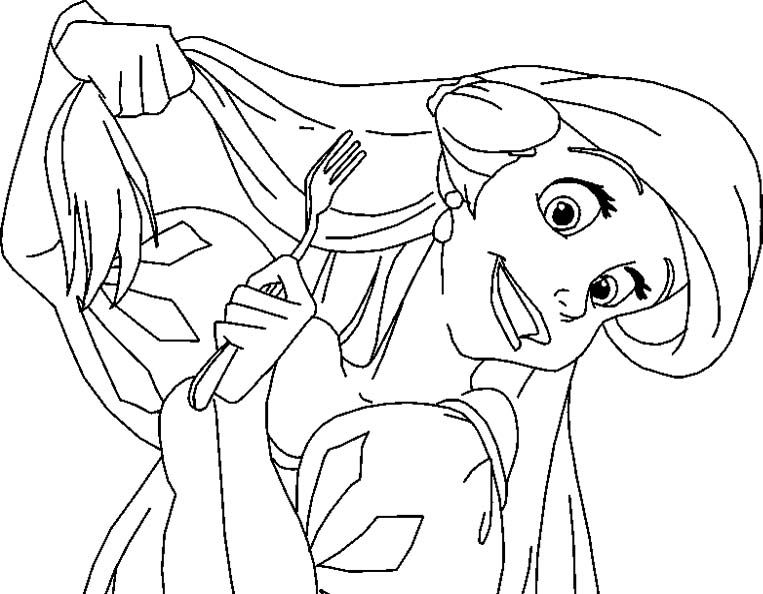 Princess Ariel Is Being Hold Fork Coloring Pages - Princess ...