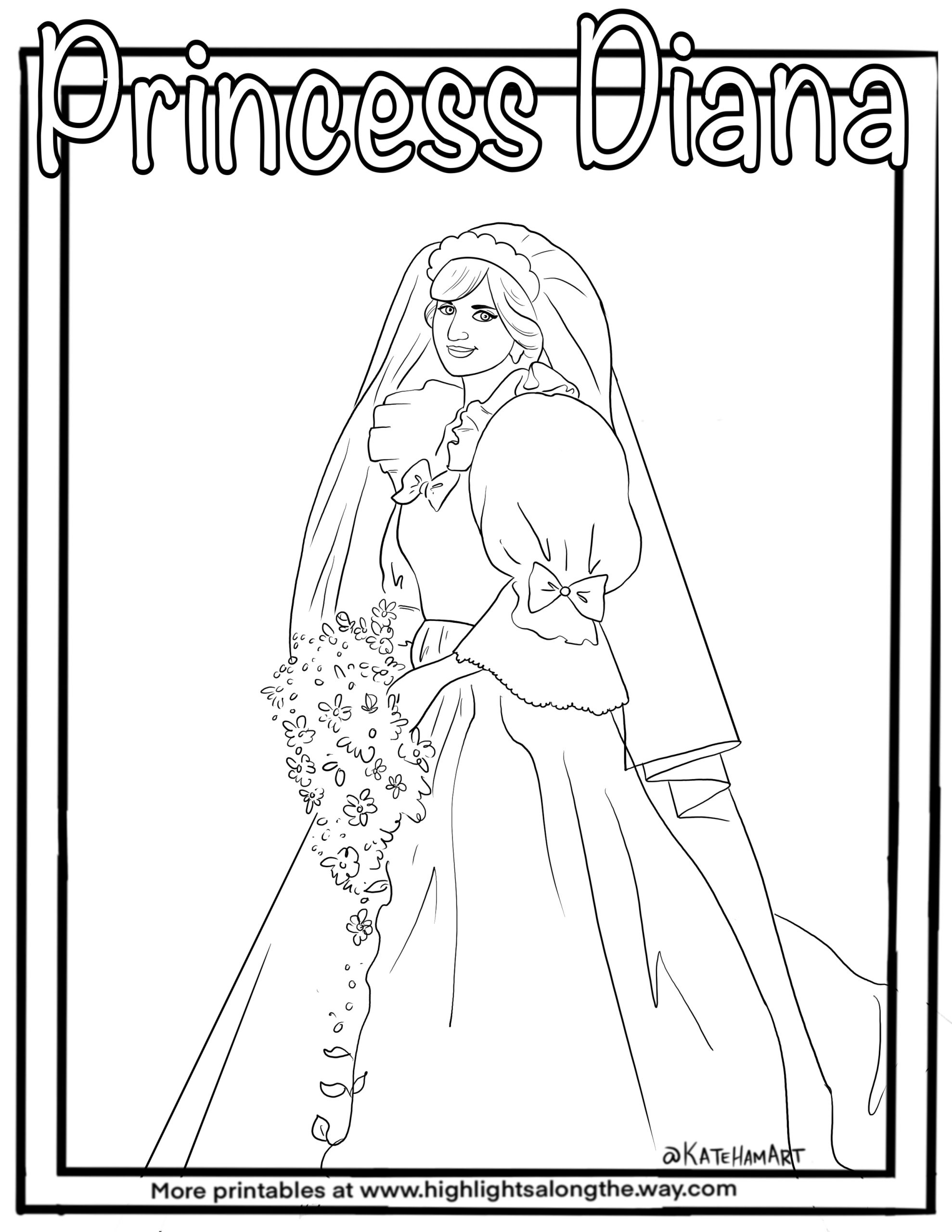 Princess Diana Coloring Pages - Coloring Nation