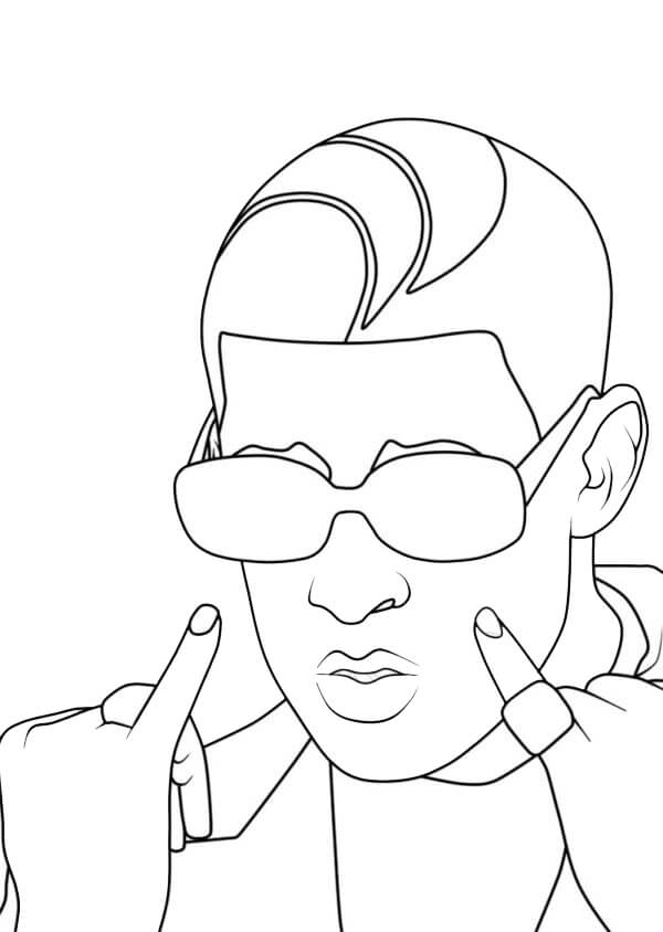 Famous Rapper Bad Bunny Coloring Page - Free Printable Coloring Pages for  Kids