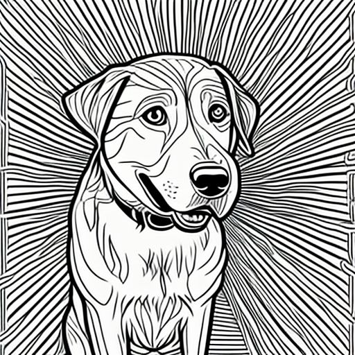 happy-otter407: coloring pages for adults, Paul the dog, Energetic,  portrait, Complex background, Sentimental Mood, Zigzag Lines, Medium Detail