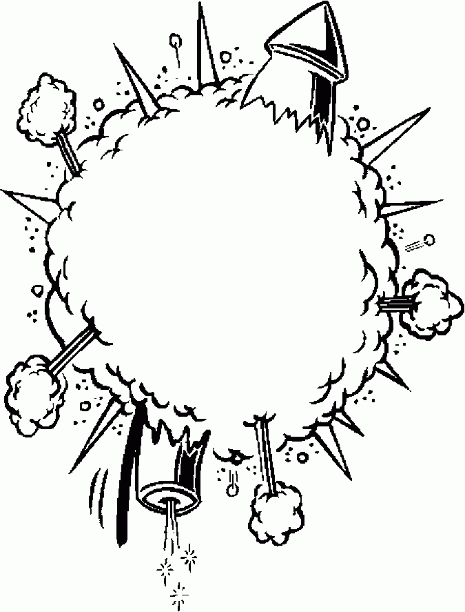 Exploding Rocket Frame Coloring Page - Color Book