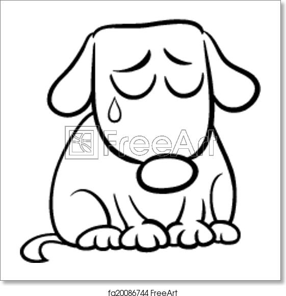 Free art print of Sad dog cartoon coloring page. Black and White Cartoon  Illustration of Cute Sad Dog or Puppy for Coloring Book | FreeArt |  fa20086744