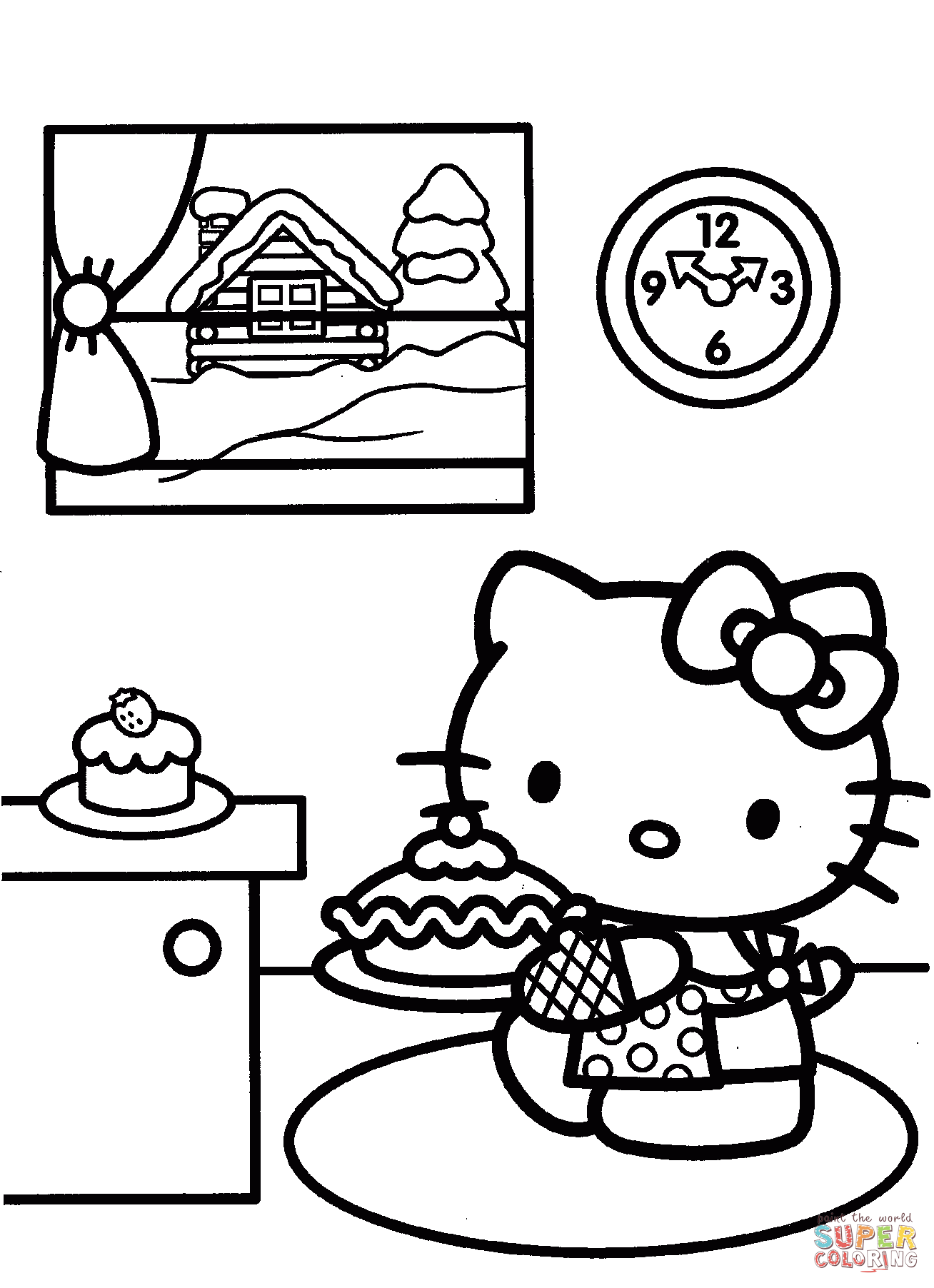 Hello Kitty Prepares for Christmas coloring page | Free Printable Coloring  Pages