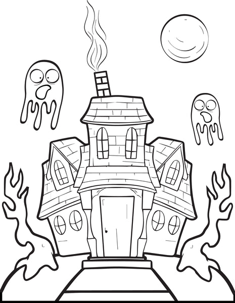 Printable Halloween Haunted House Coloring Page for Kids #2 – SupplyMe