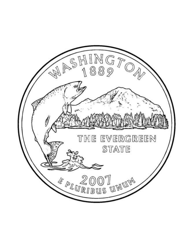Wyoming State Quarter Coloring Page USA Coloring Pages Washington ...