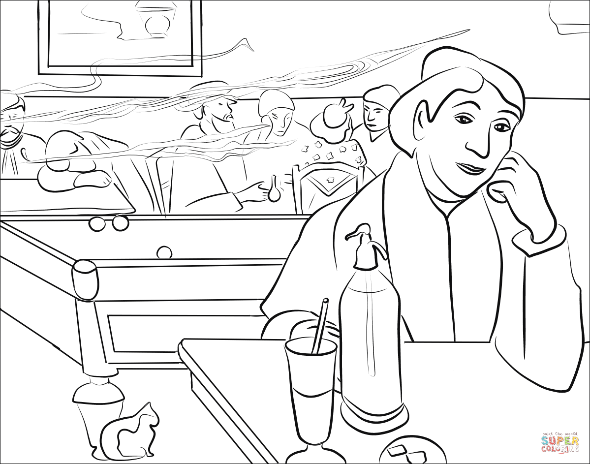 Night Cafe in Arles by Paul Gauguin coloring page | Free Printable ...