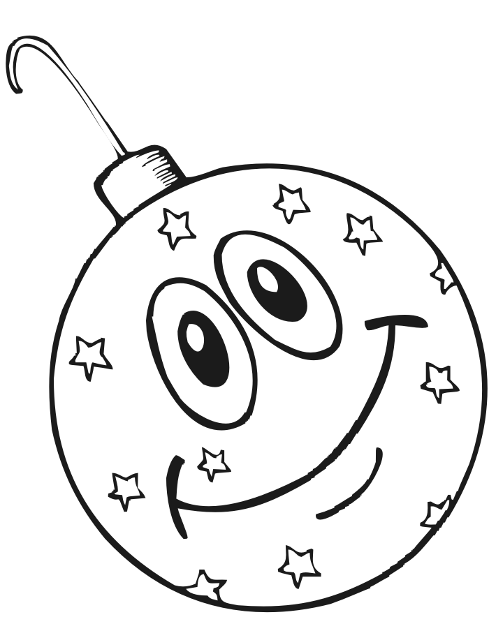 printable christmas coloring page of smiling ornament