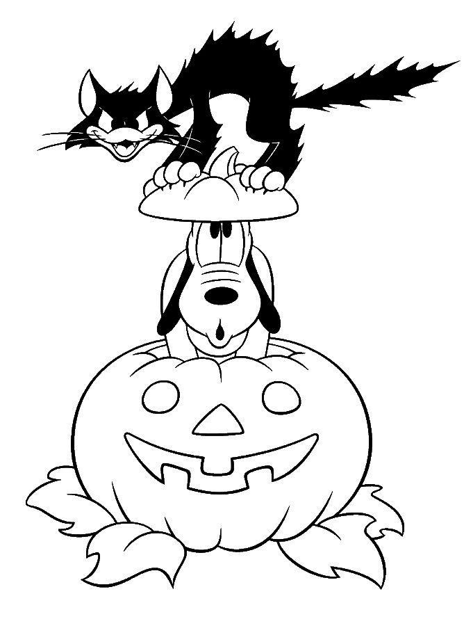 Pluto - Free Disney Halloween Coloring Pages - Lovebugs and Postcards