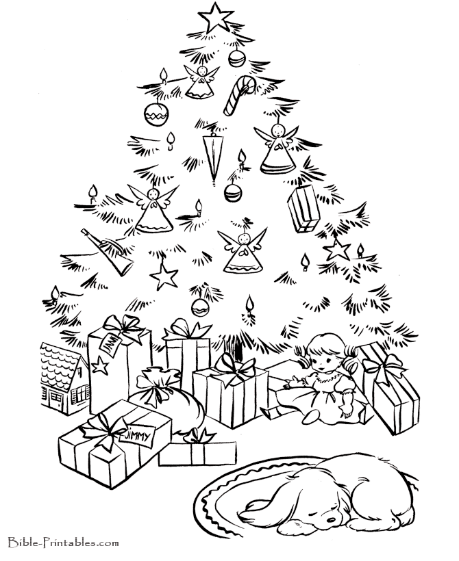 Coloring Pages Christmas Tree With Presents