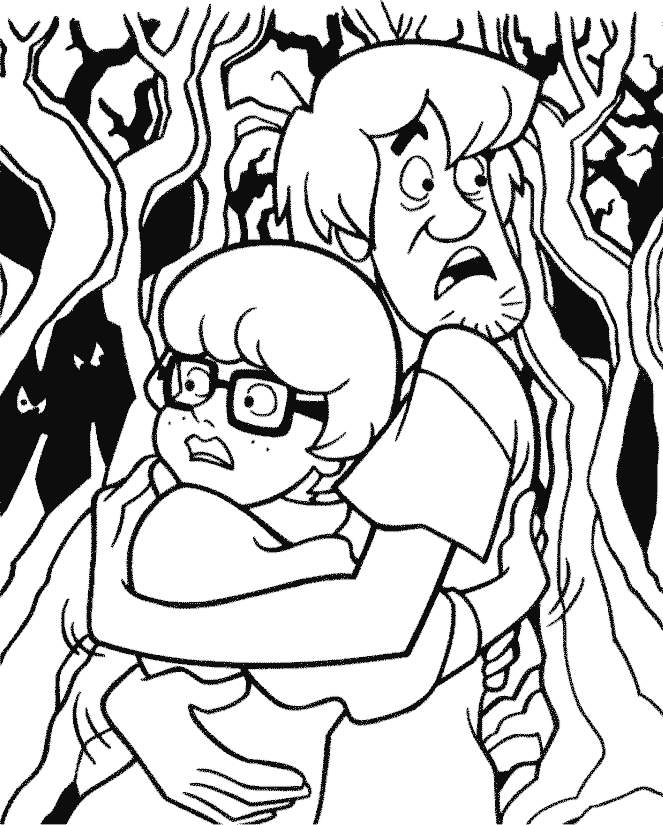 Shaggy and Velma Scared Coloring Page | Kids Coloring Page