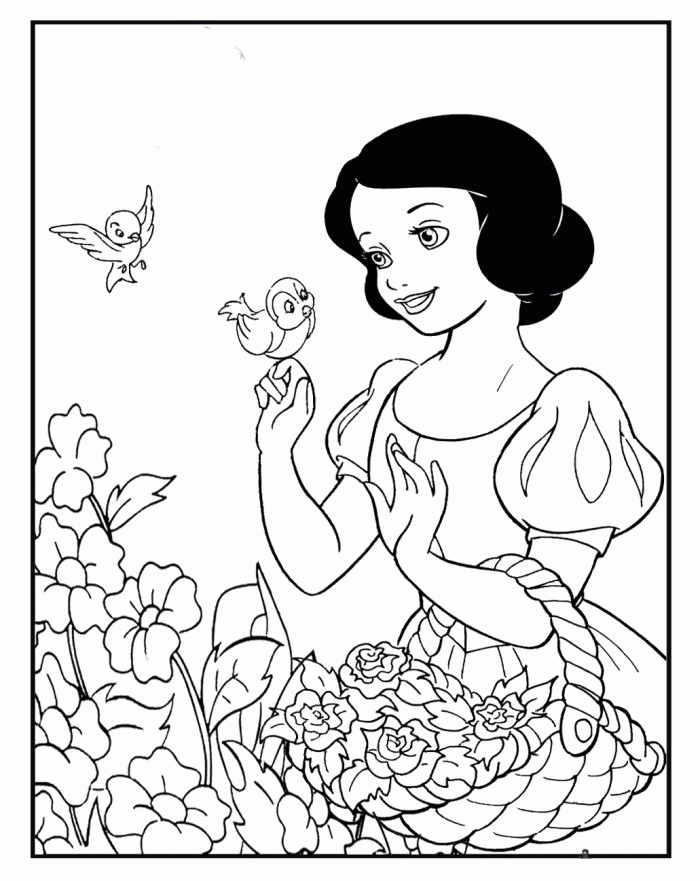 Snow White The Animals Lovers Coloring Pages - Princess Coloring 