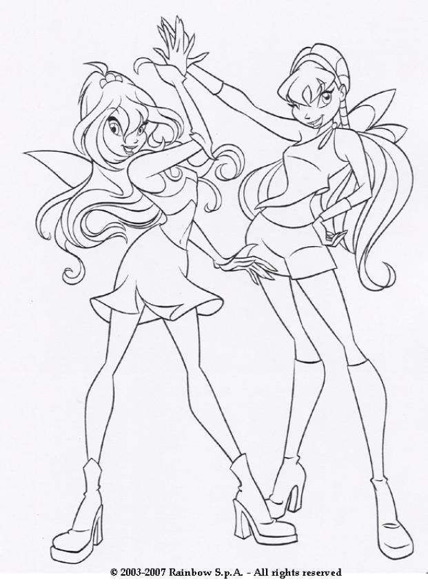 BLOOM coloring pages - Bloom and Stella the Winx club fairies