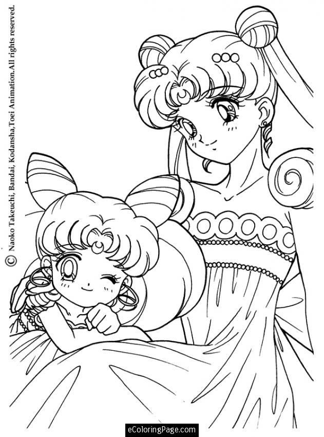 Anime sailor moon princess coloring page for kids printable 