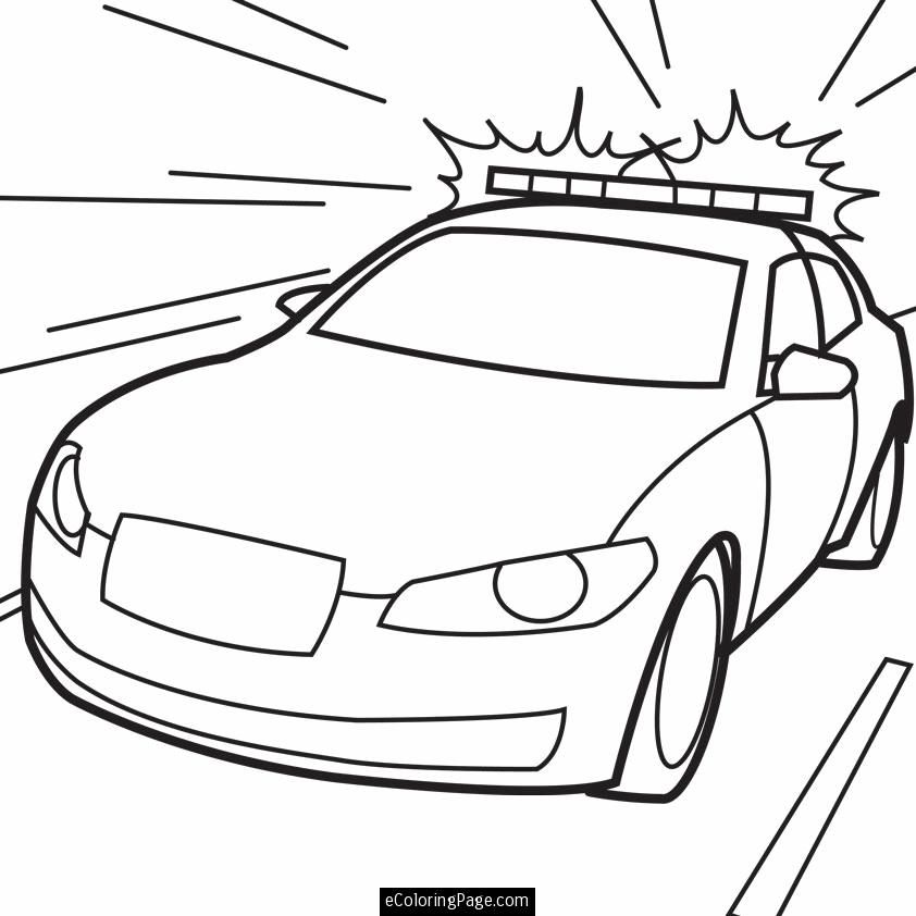 Police Car in Action Printable Coloring Page | ecoloringpage.com 