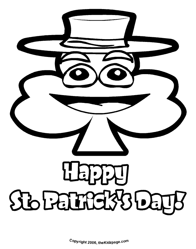 Shamrock with a Hat - Free St. Patrick's Day Coloring Pages for 