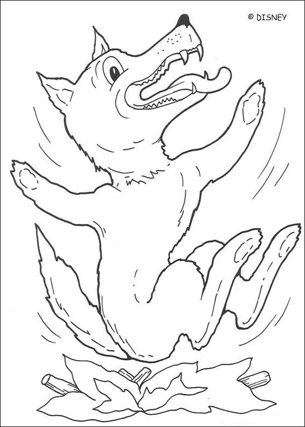 Three little Pigs coloring pages - Big bad wolf is burning
