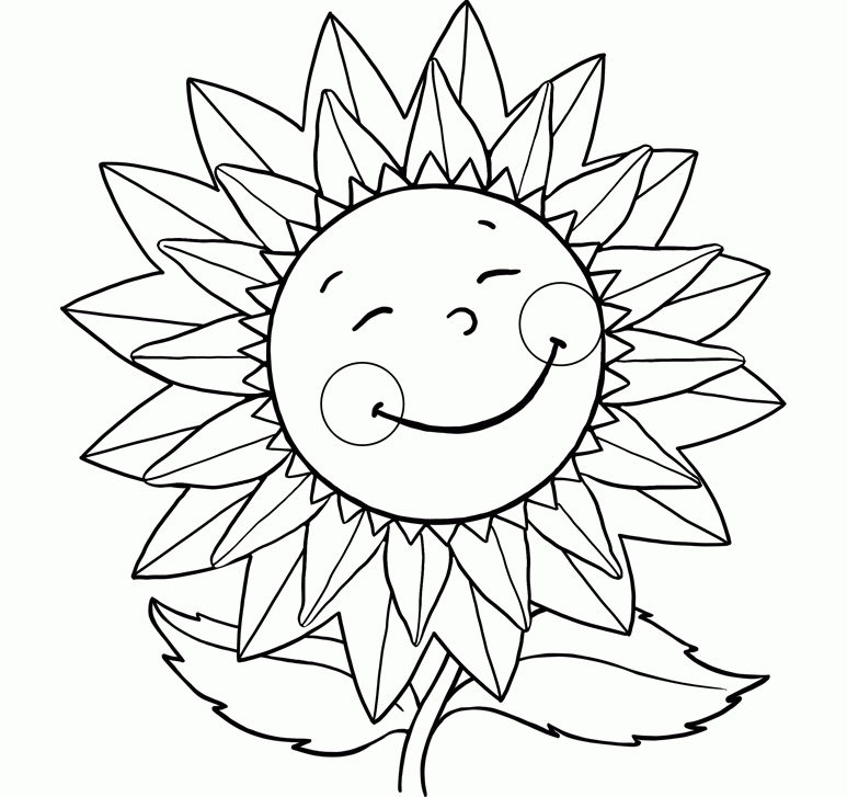 Download Sunflower Smiling Coloring Pages For Kids With Flowers Or 