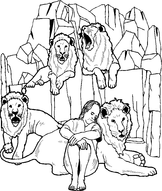 Daniel in the Lions Den Coloring Pages