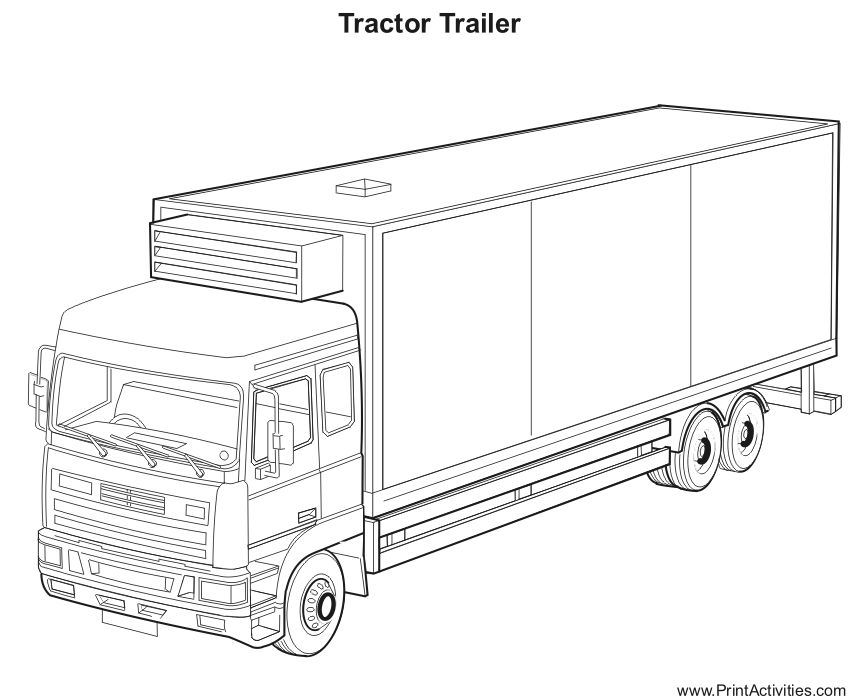 Tractor Trailer Coloring Page | Free Printable Truck Activity