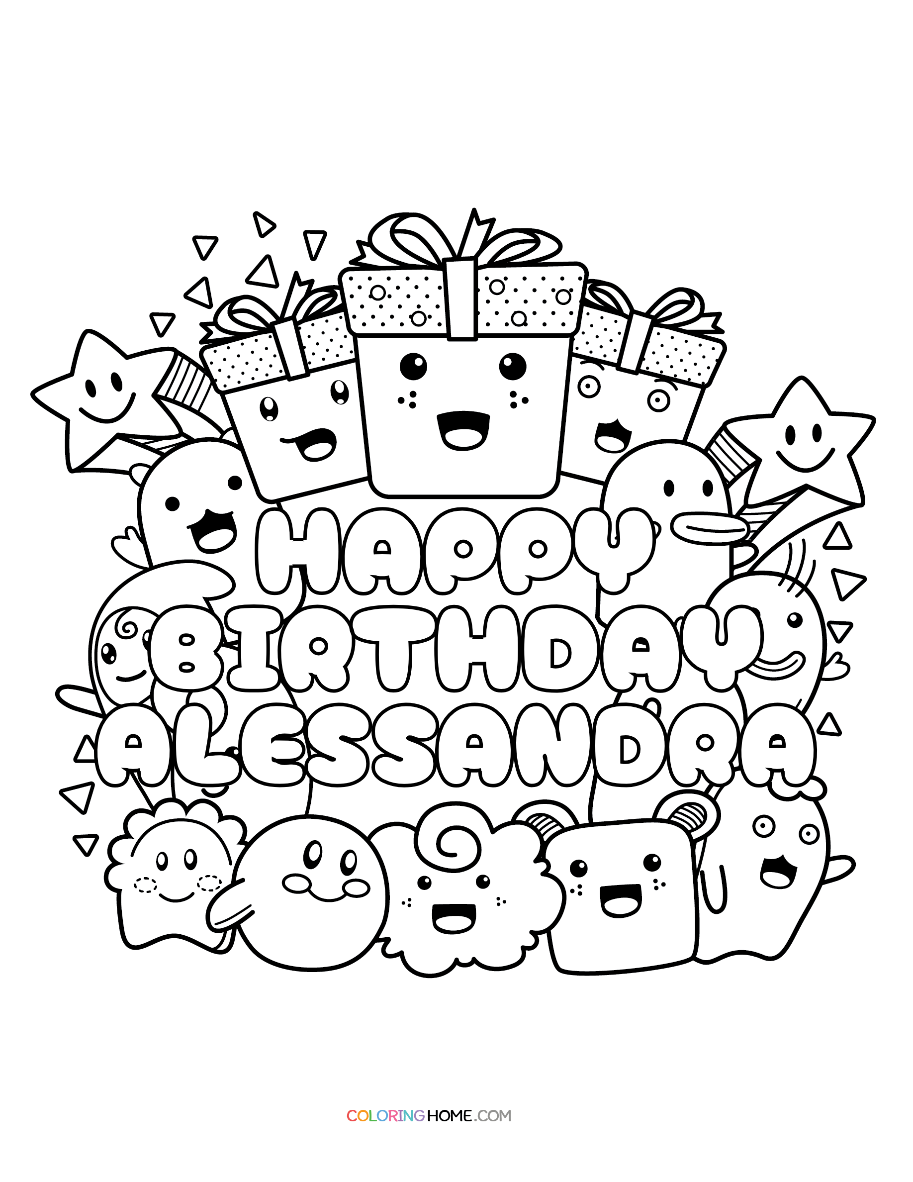 Happy Birthday Alessandra coloring page