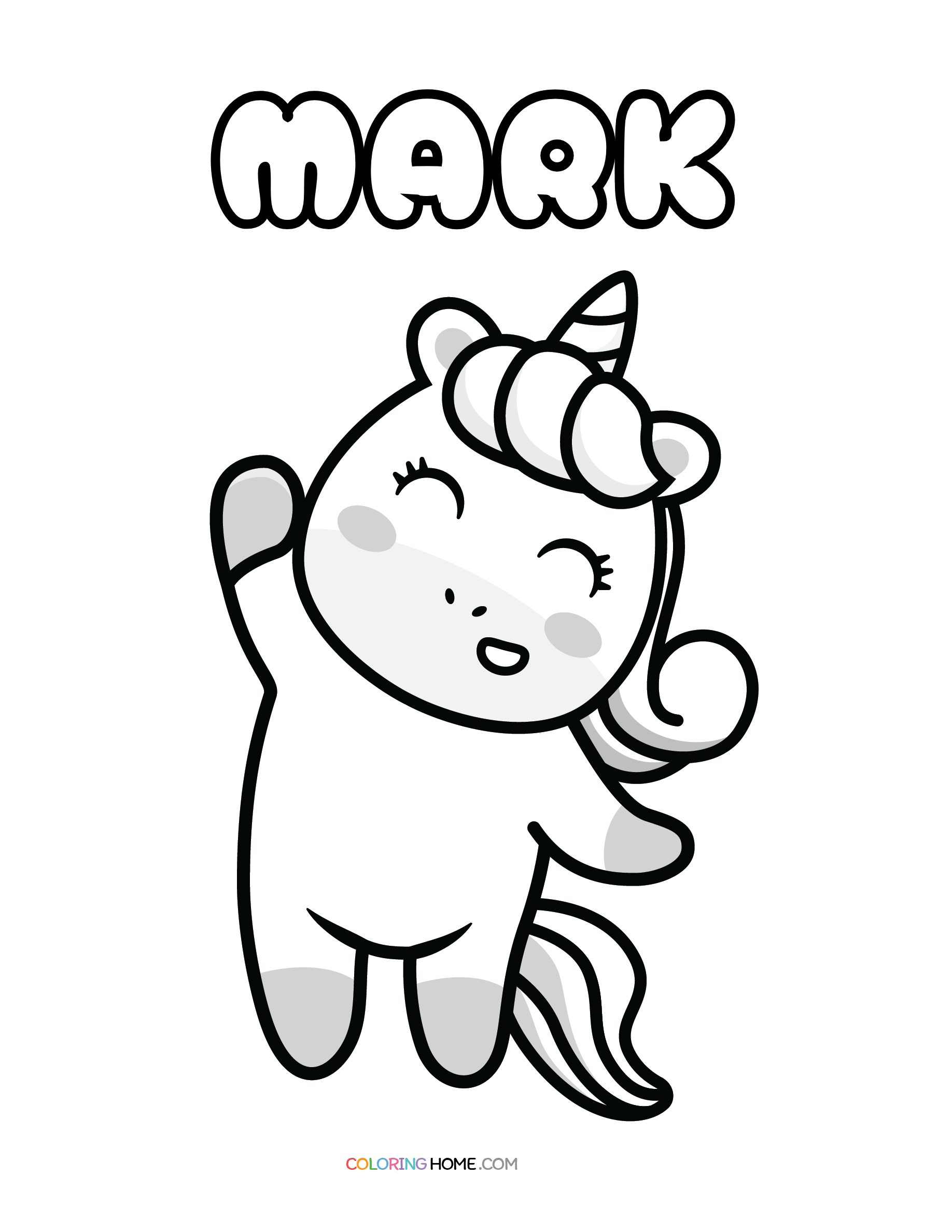 Mark unicorn coloring page