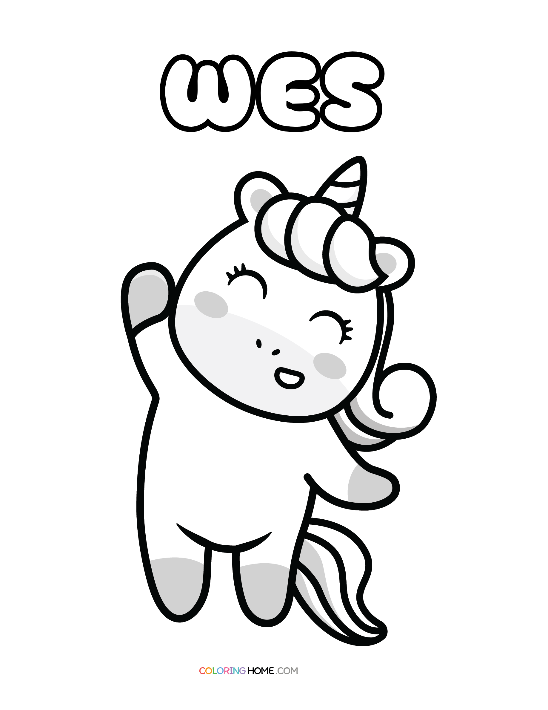 Wes unicorn coloring page