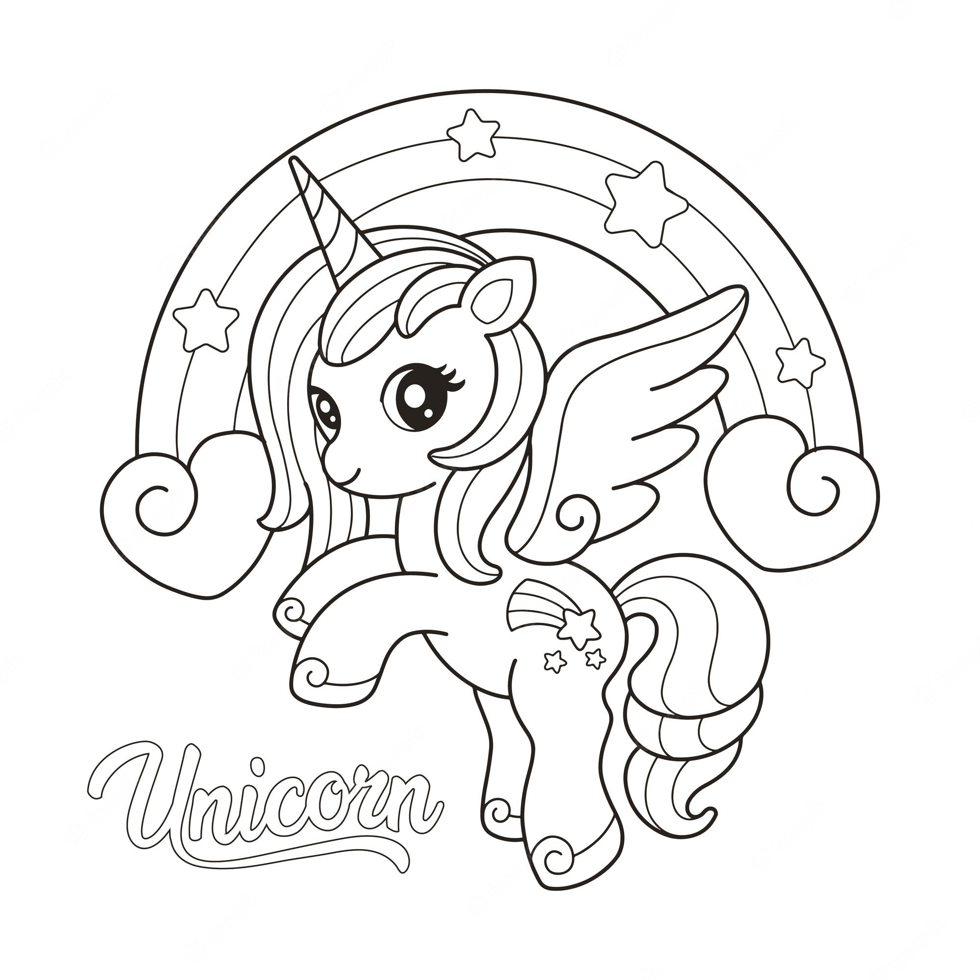 Premium Vector | Unicorn rainbow coloring page illustration