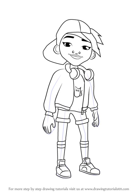 Learn How to Draw Jia from Subway Surfers (Subway Surfers) Step by Step :  Drawing Tutorials