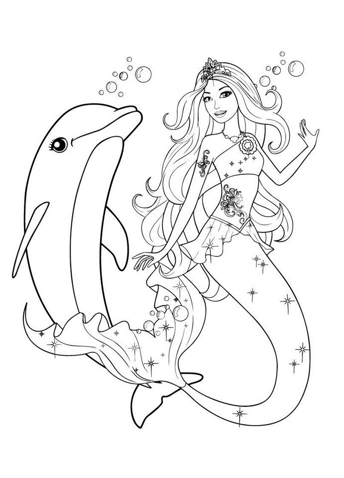 Barbie Mermaid Coloring Pages | Dolphin coloring pages, Mermaid coloring,  Princess coloring pages