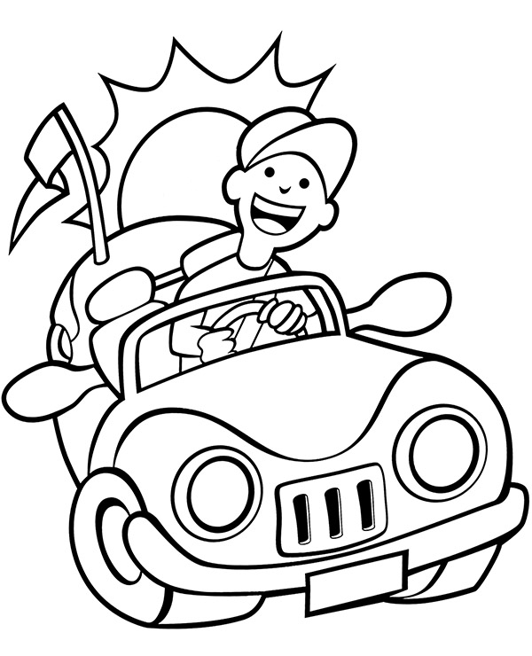 Boy driving car coloring sheet - Topcoloringpages.net
