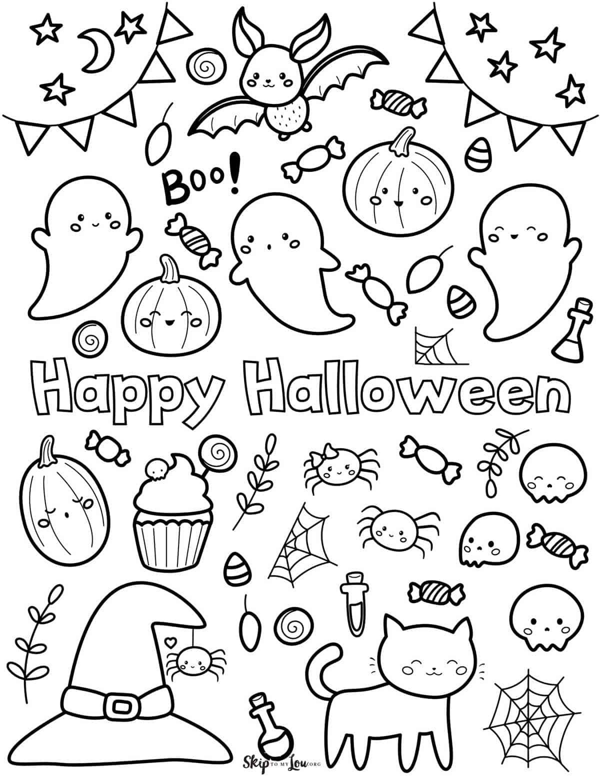 Coloring Pages | Happy Halloween Cute Drawings Coloring Page