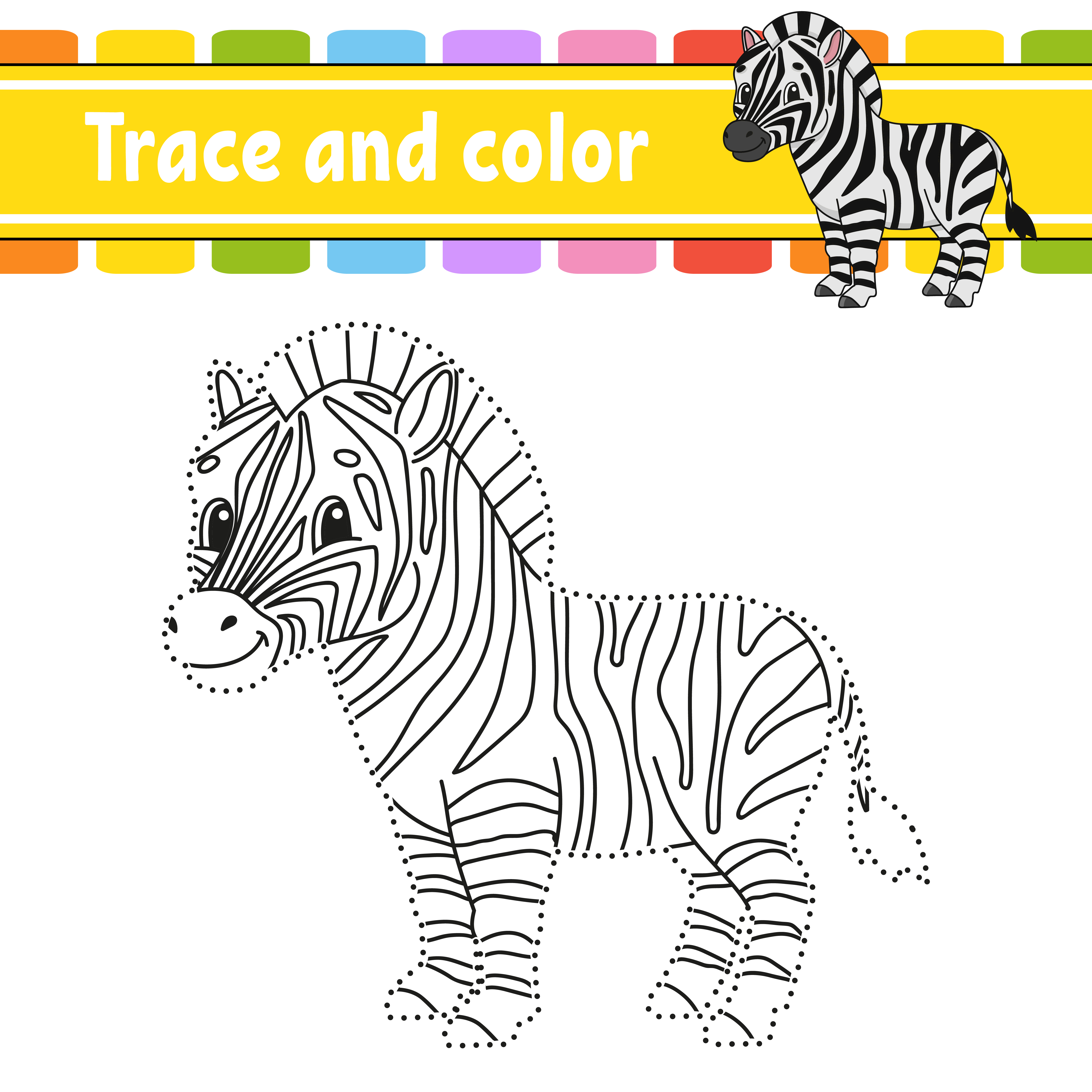 Trace and color. Coloring page for kids. Handwriting practice. Education  developing worksheet. Activity page. Game for toddlers. Isolated vector  illustration. Cartoon style. 3775169 Vector Art at Vecteezy