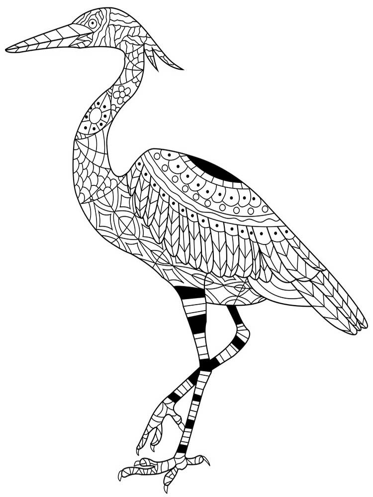 Free Heron coloring pages for Adults. Printable to Download Heron coloring  pages.