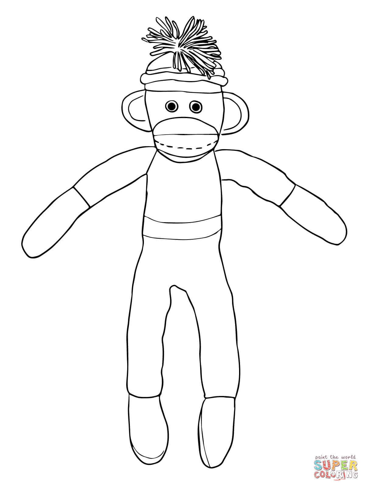 Christmas Sock Monkey coloring page