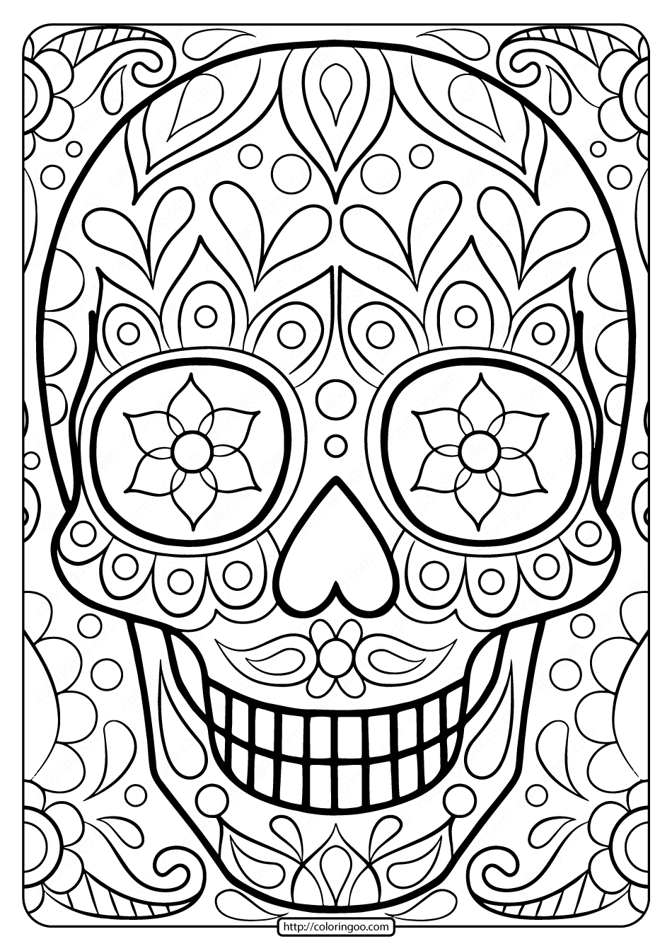 Free Printable Sugar Skull Coloring Pages For Kids Christmas Adults –  Approachingtheelephant