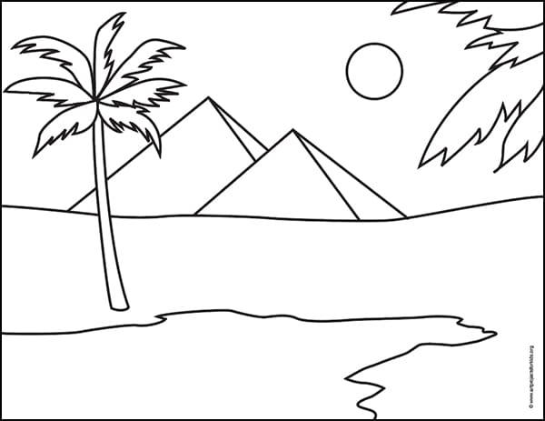 Easy How to Draw the Pyramids Tutorial and Coloring Page