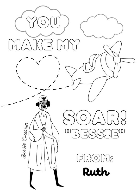 Bessie Coleman Valentine Download Personalized Bessie Coleman - Etsy