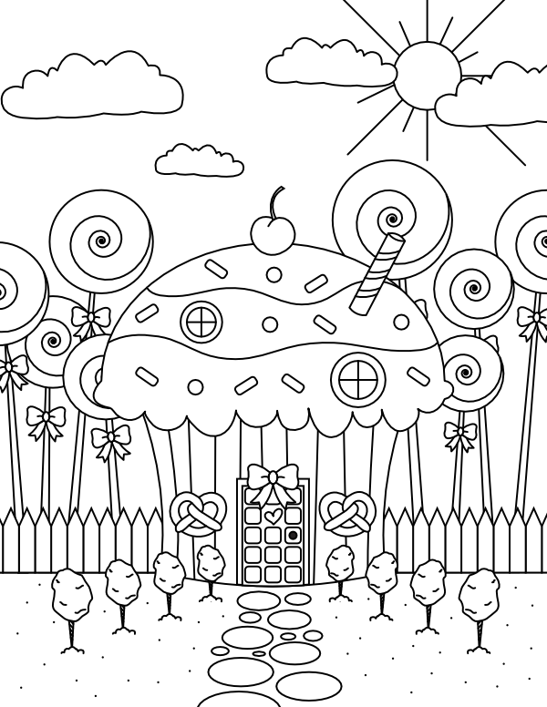 Printable Candy House Coloring Page