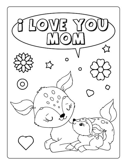 I Love You Mom Coloring Pages Images - Free Download on Freepik