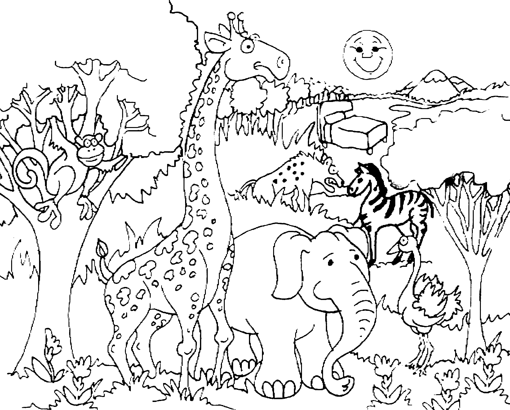 Animals in the Tropics Coloring Pages - Jungle Coloring Pages - Coloring  Pages For Kids And Adults