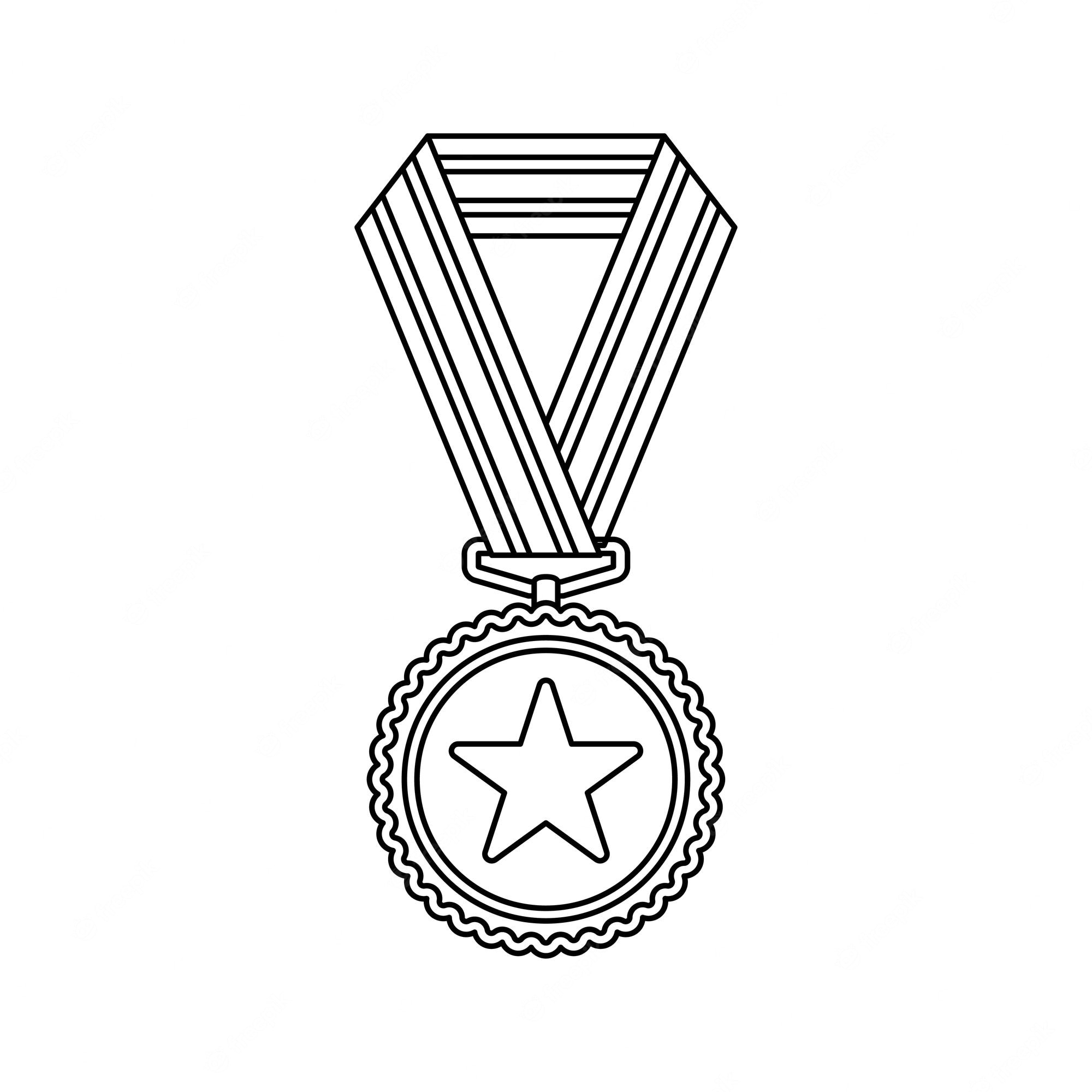 Premium Vector | Coloring page with medal for kids