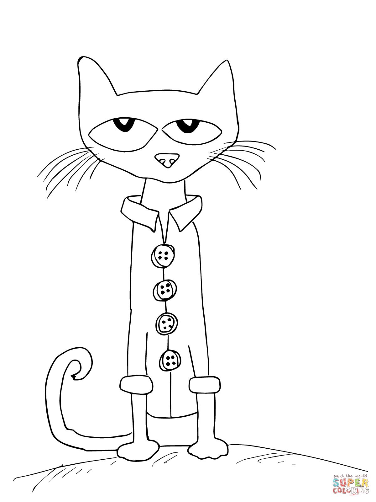 Pete the Cat and His Four Groovy Buttons Coloring page | SuperColoring.com  | Cat coloring page, Animal coloring pages, Pete the cat shoes