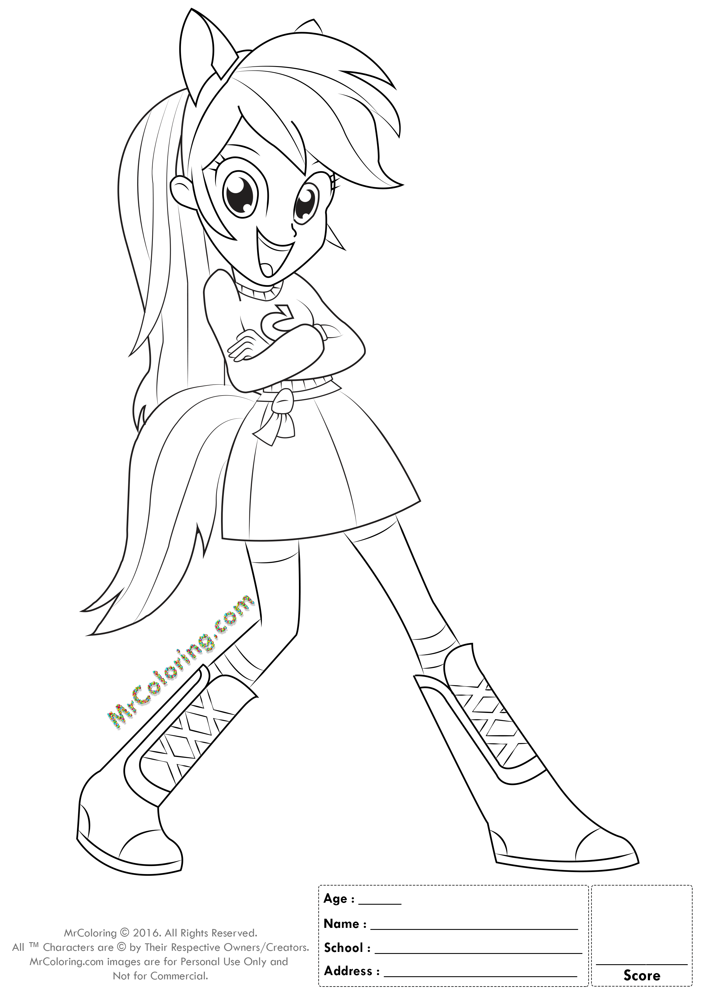 MLP Rainbow Dash Equestria Girls Coloring Pages - 3 | MrColoring.com