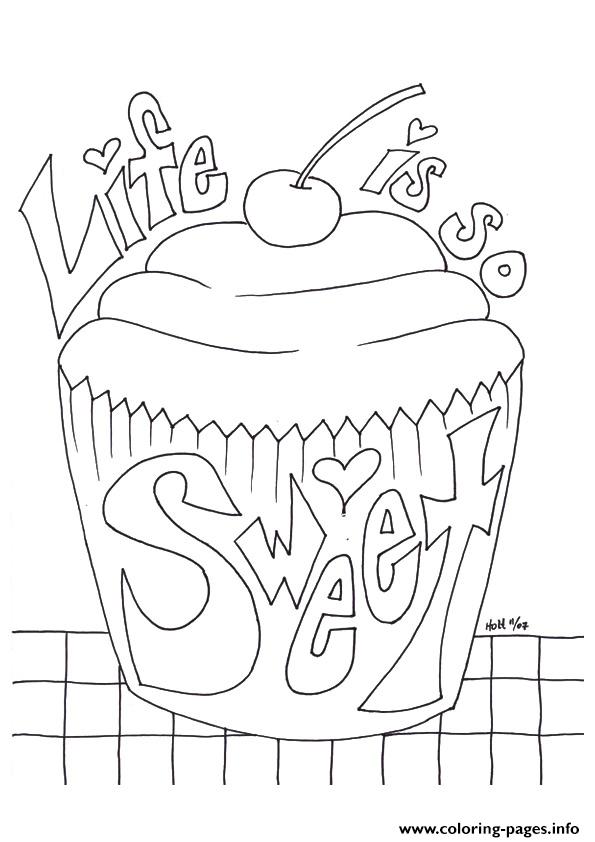 The Cupcake With A Message Sweet Coloring Pages Printable