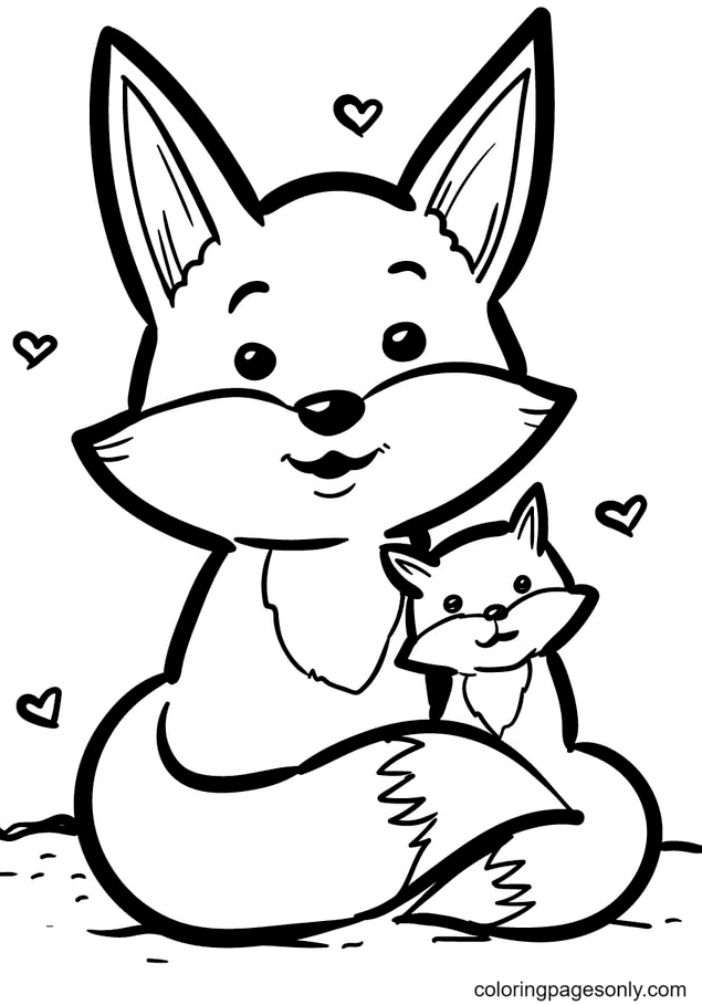 Fox Mom Hug Baby Fox Coloring Pages - Fox Coloring Pages - Coloring Pages  For Kids And Adults